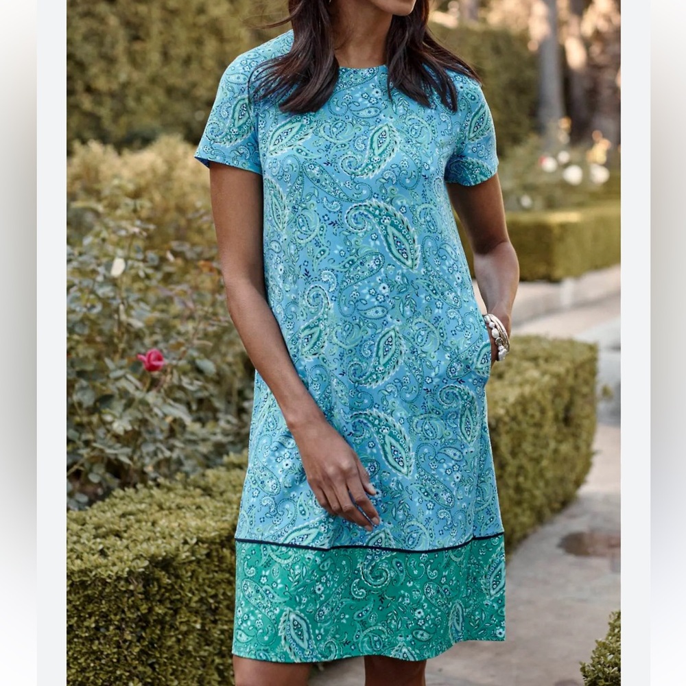 J. Jill Wherever Collection Blue Agate A-line Tee Shirt Dress